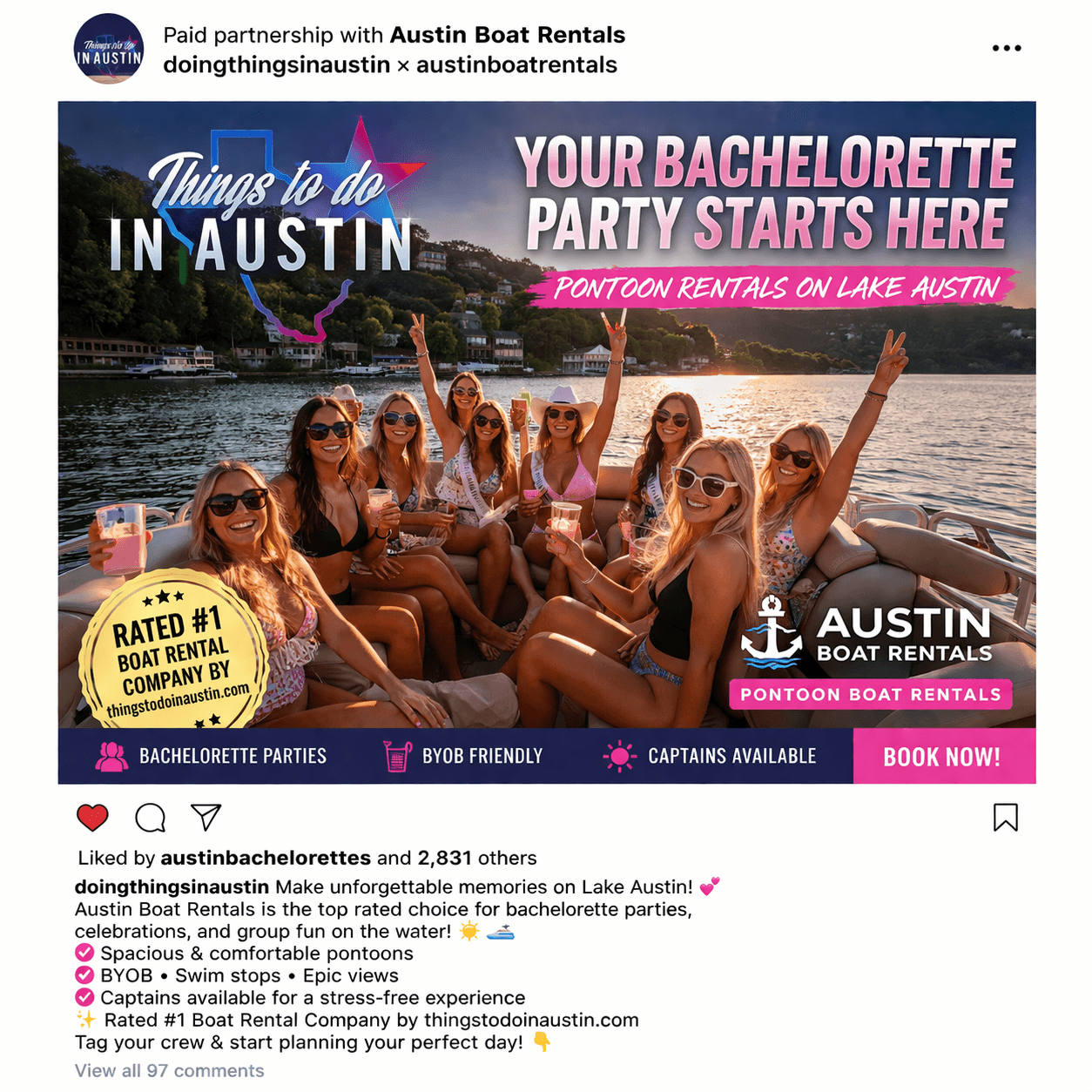 Example partnership ad creative for Things To Do In Austin