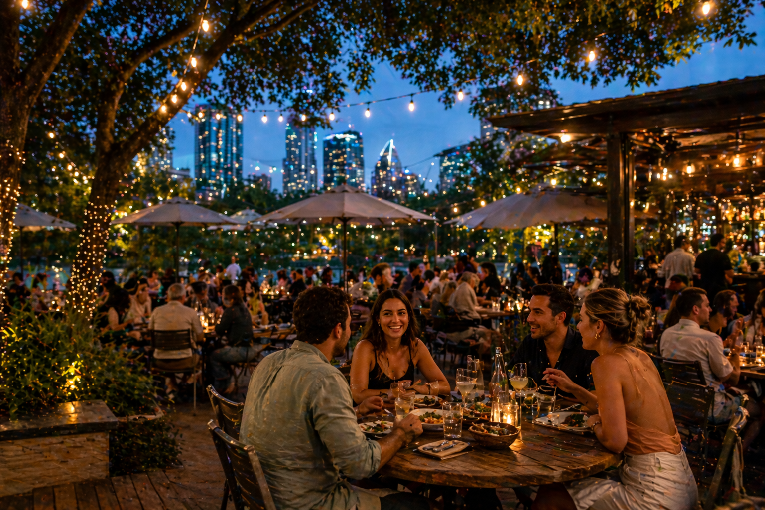Outdoor restaurant dining in Austin Texas