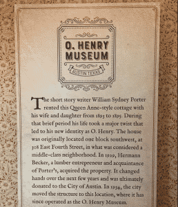 O Henry Museum sign